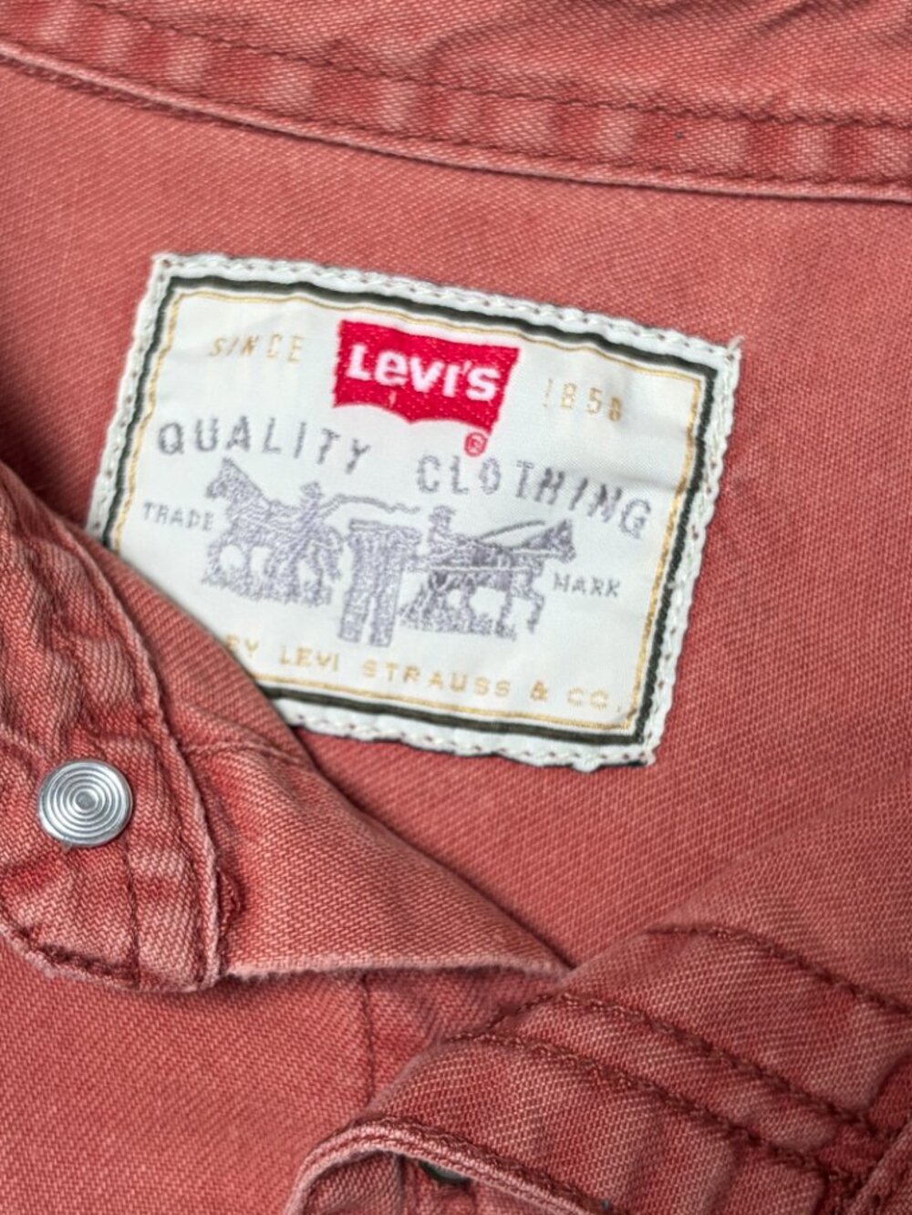 1990's Levi's Button Down Long Sleeve Shirt, XL, Light Brown - Picture 6 of 8